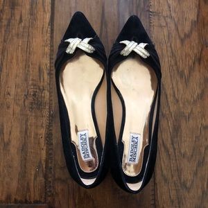 Badgley Mischka black embellished velvet flats